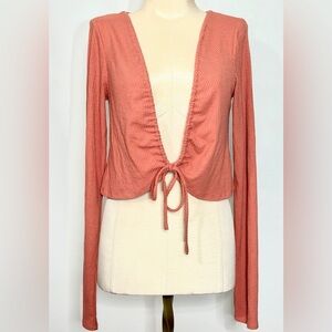 Forever 21 Rust Long Sleeve Tie-Front CardiganStyle Top